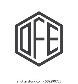 initial three letter logo hexagon black