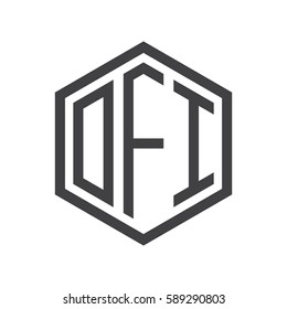 initial three letter logo hexagon black