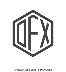 initial three letter logo hexagon black