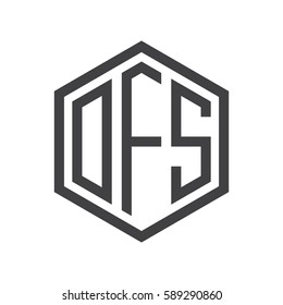 initial three letter logo hexagon black