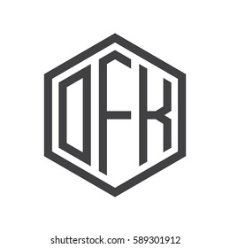 initial three letter logo hexagon black