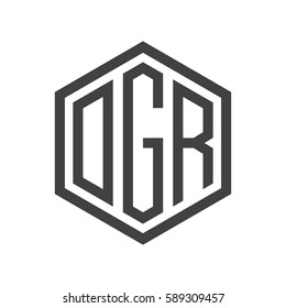 initial three letter logo hexagon black