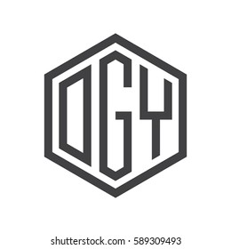 initial three letter logo hexagon black