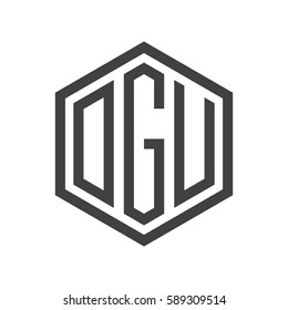 initial three letter logo hexagon black