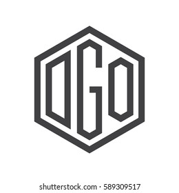 initial three letter logo hexagon black