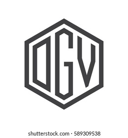 initial three letter logo hexagon black