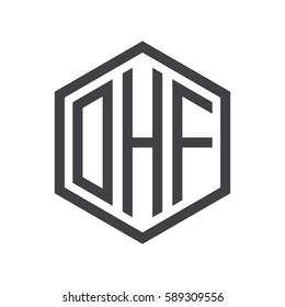 initial three letter logo hexagon black