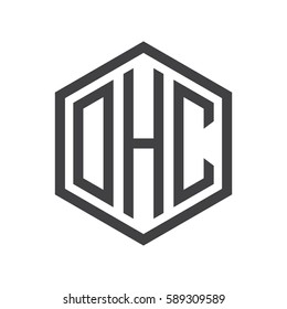 initial three letter logo hexagon black