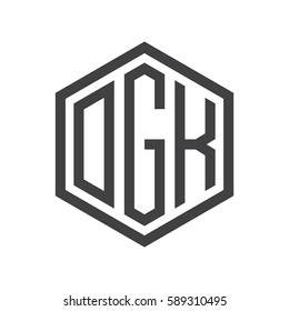 initial three letter logo hexagon black