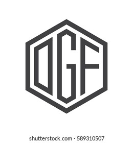 initial three letter logo hexagon black