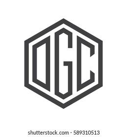 initial three letter logo hexagon black