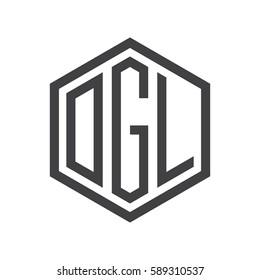 initial three letter logo hexagon black