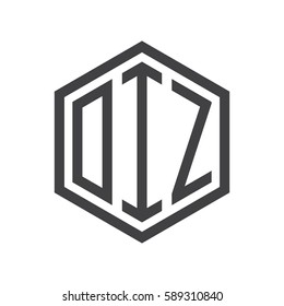 initial three letter logo hexagon black