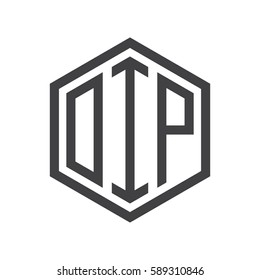 initial three letter logo hexagon black