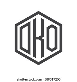 initial three letter logo hexagon black