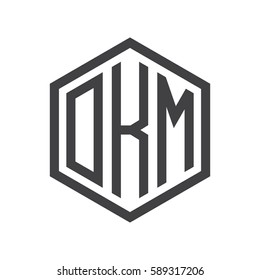 initial three letter logo hexagon black