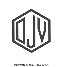 initial three letter logo hexagon black
