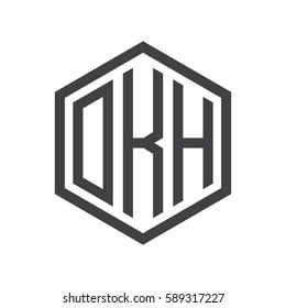 initial three letter logo hexagon black