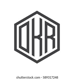 initial three letter logo hexagon black