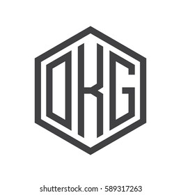 initial three letter logo hexagon black