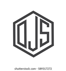 initial three letter logo hexagon black