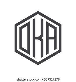 initial three letter logo hexagon black