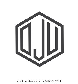 initial three letter logo hexagon black