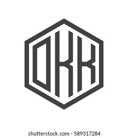 initial three letter logo hexagon black