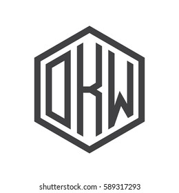 initial three letter logo hexagon black