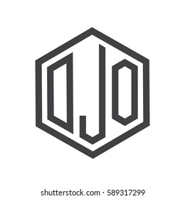 initial three letter logo hexagon black