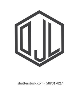 initial three letter logo hexagon black