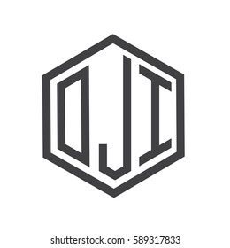 initial three letter logo hexagon black