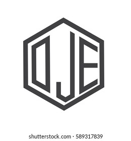 initial three letter logo hexagon black