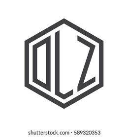 initial three letter logo hexagon black