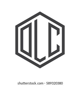 initial three letter logo hexagon black