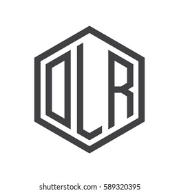 initial three letter logo hexagon black
