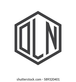 initial three letter logo hexagon black