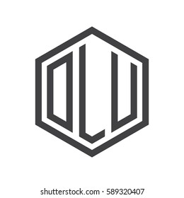initial three letter logo hexagon black