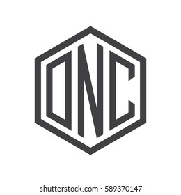 initial three letter logo hexagon black