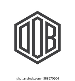 initial three letter logo hexagon black