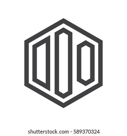 initial three letter logo hexagon black