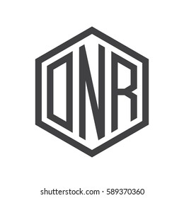 initial three letter logo hexagon black