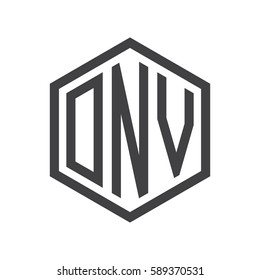 initial three letter logo hexagon black