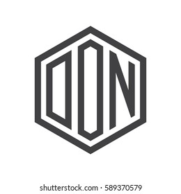 initial three letter logo hexagon black