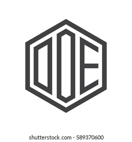 initial three letter logo hexagon black