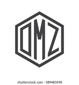 initial three letter logo hexagon black