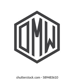 initial three letter logo hexagon black