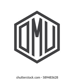 initial three letter logo hexagon black