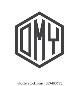 initial three letter logo hexagon black