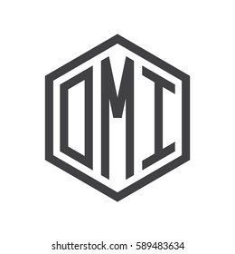 initial three letter logo hexagon black